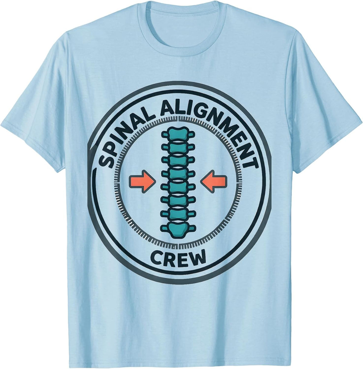 Men's Spinal Alignment Crew Funny Chiropractor Anatomy Humor T-Shirt - Baby Blue