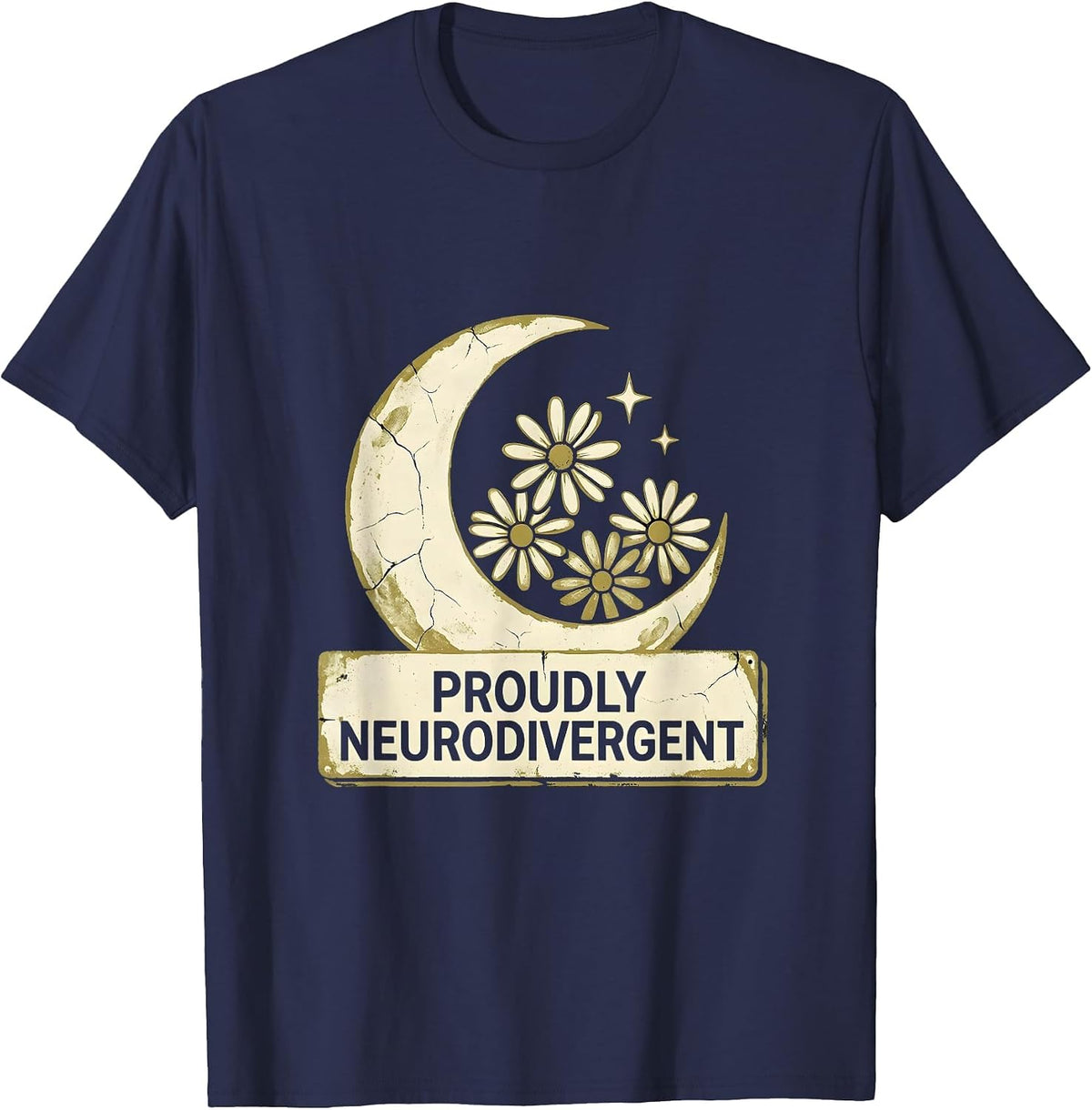 Proudly Neurodivergent Awareness Design T-Shirt - Navy Blue