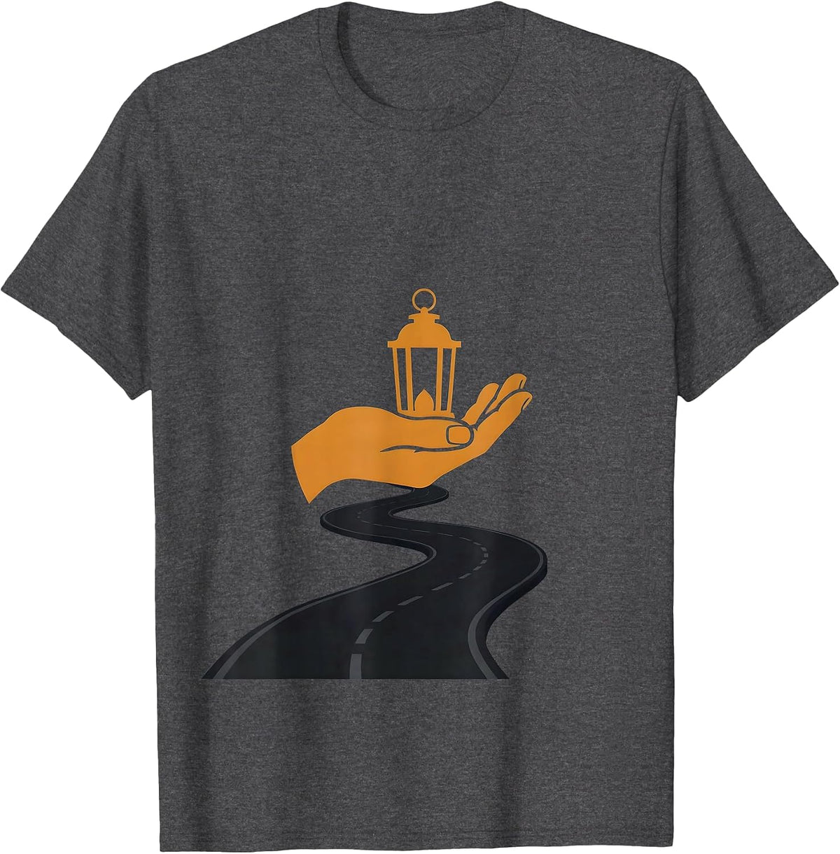 School Counselor Guiding Light Lantern Road Design T-Shirt - Dark Heather Grey