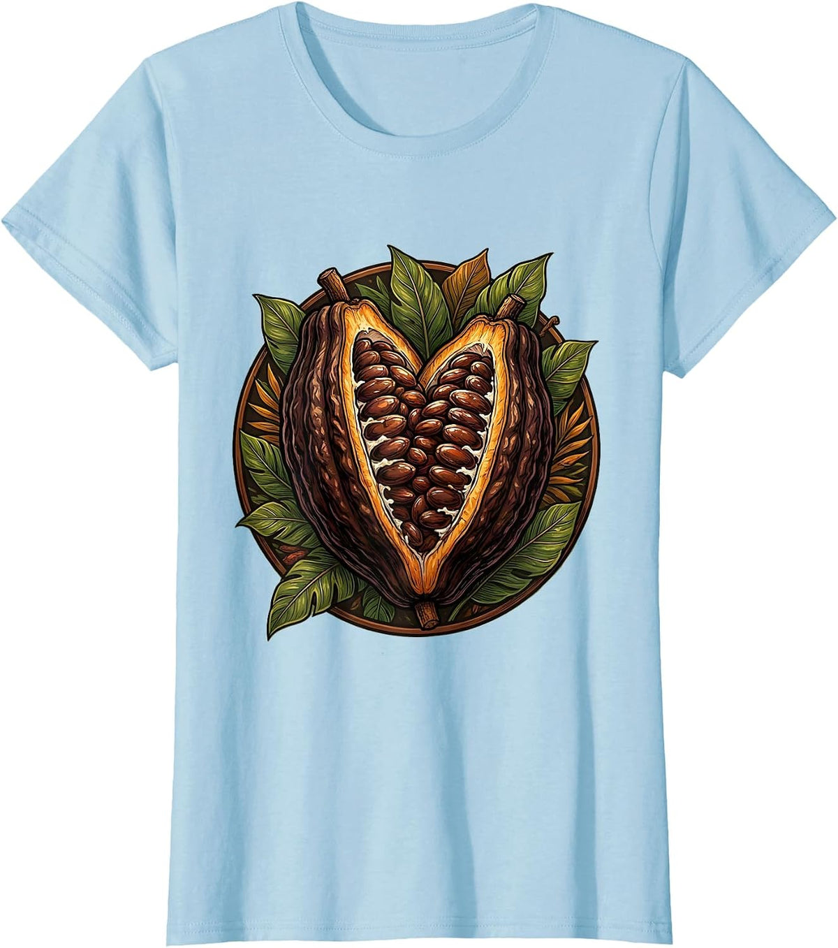 Venezuela Cacao Pod Split Open Seeds Illustration T-Shirt - Baby Blue