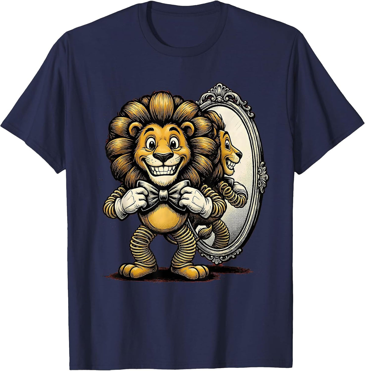 Men's Dapper Lion Tuxedo Bow Tie Mirror Graphic T-Shirt - Navy Blue