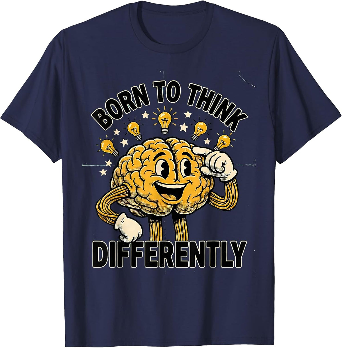 Men's Born to Think Differently Autism Awareness Design T-Shirt - Navy Blue