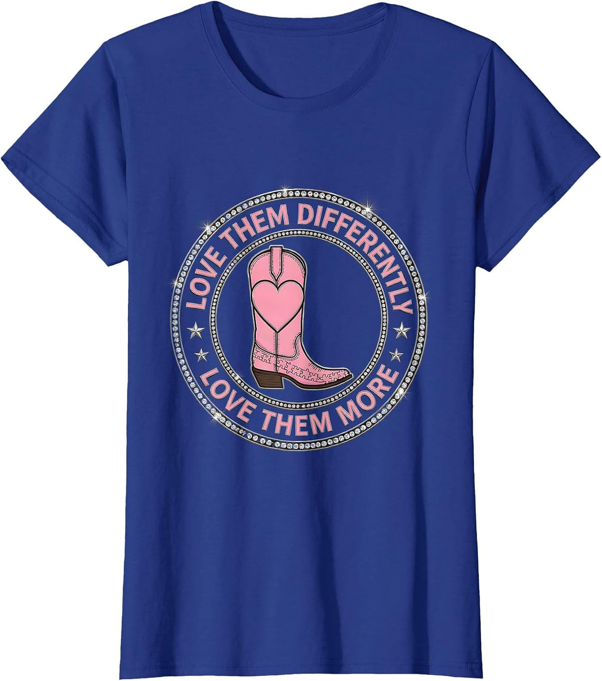 Women's Autism Mom Love Them Differently Love Them More T-Shirt - Royal Blue