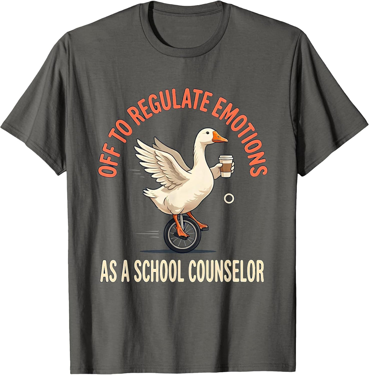 Men's Off To Regulate Emotions As A School Counselor Funny T-Shirt - Asphalt Grey