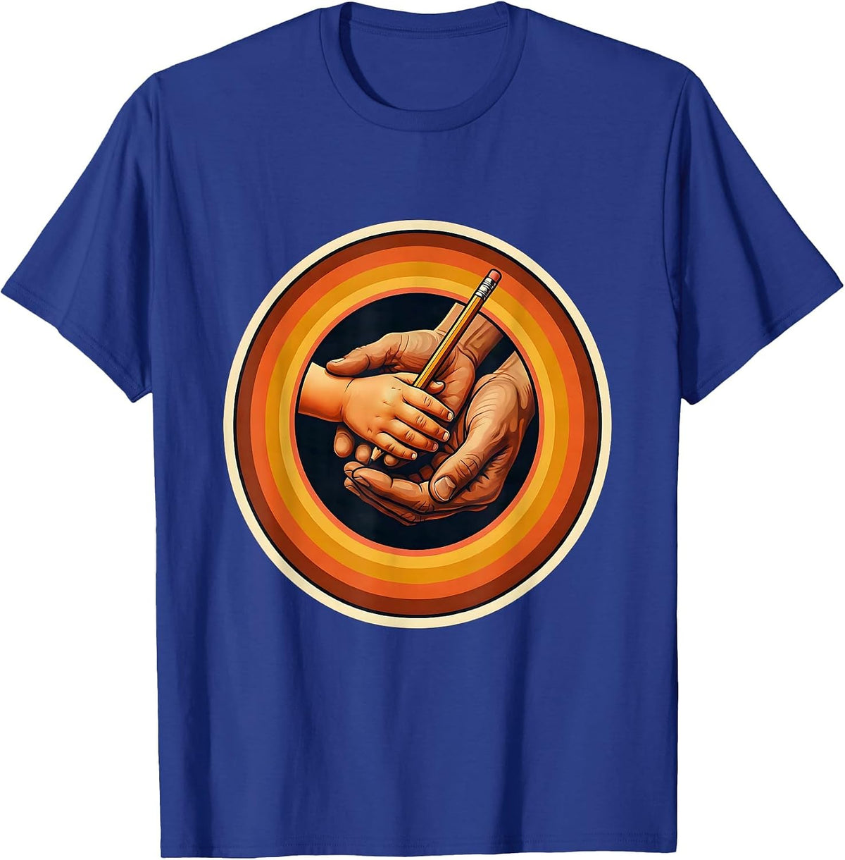 Men's Sped Teacher Guiding Hands Learning Illustration T-Shirt - Royal Blue