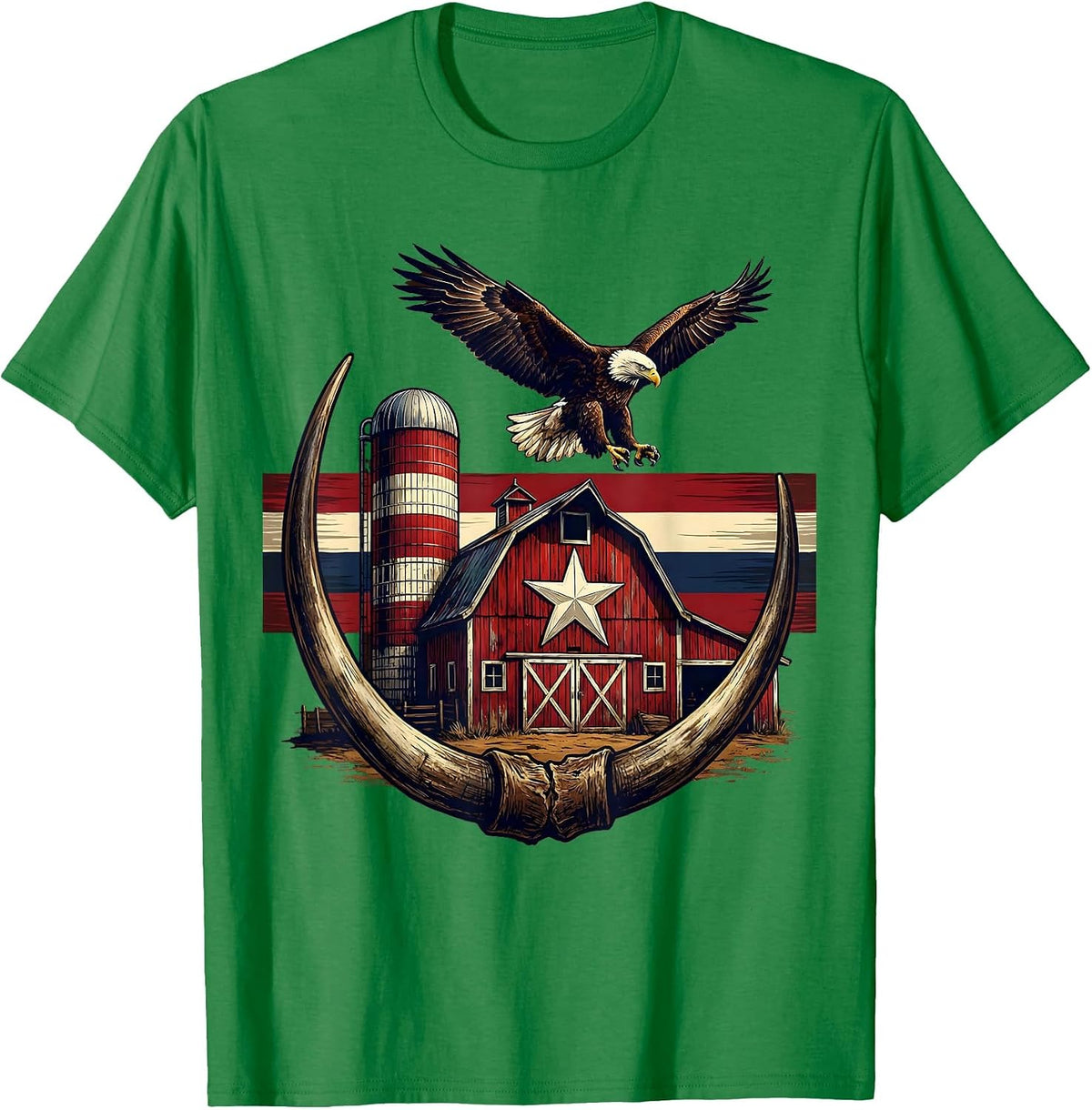 Men's Republican Barn and Silo Vast Open Sky Illustration T-Shirt - Kelly Green