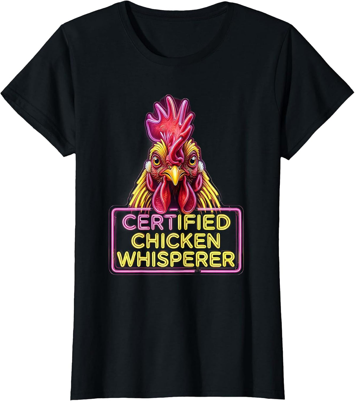 Certified Chicken Whisperer Funny Poultry Design T-Shirt - Black