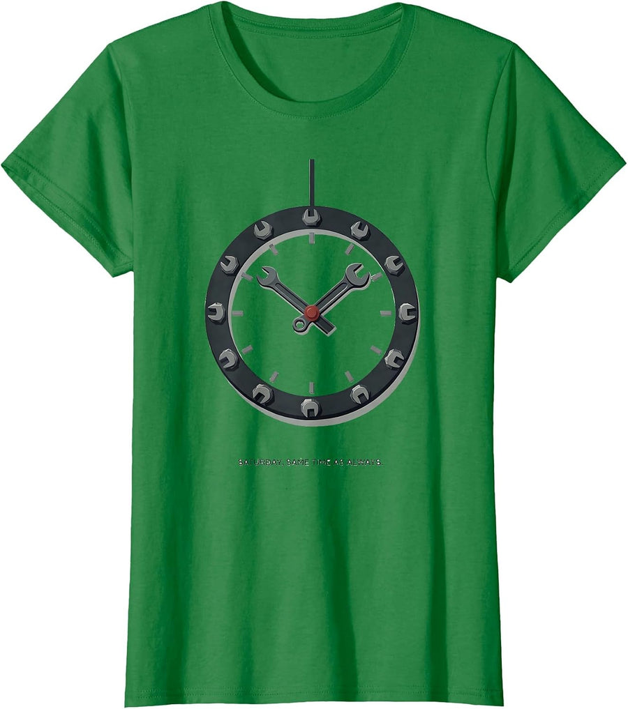 Women's Saturday, Same Time As Always Vintage Muscle Car Racing T-Shirt - Kelly Green