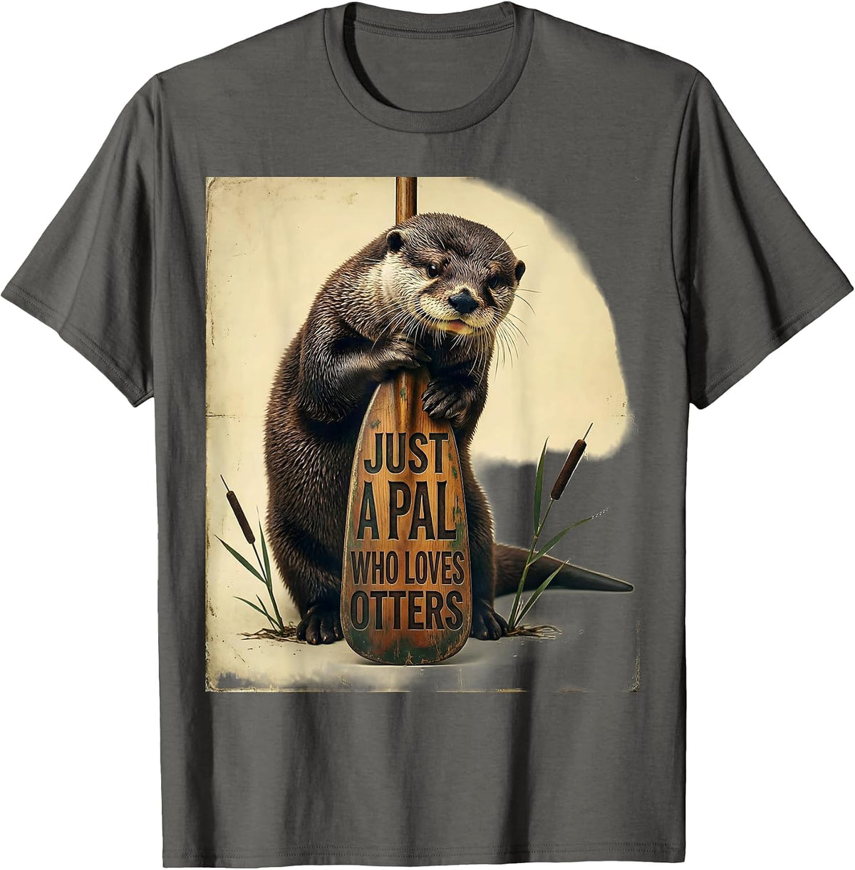 Men's Just A Pal Who Loves Otters Vintage Otter Lover Humor T-Shirt - Asphalt Grey