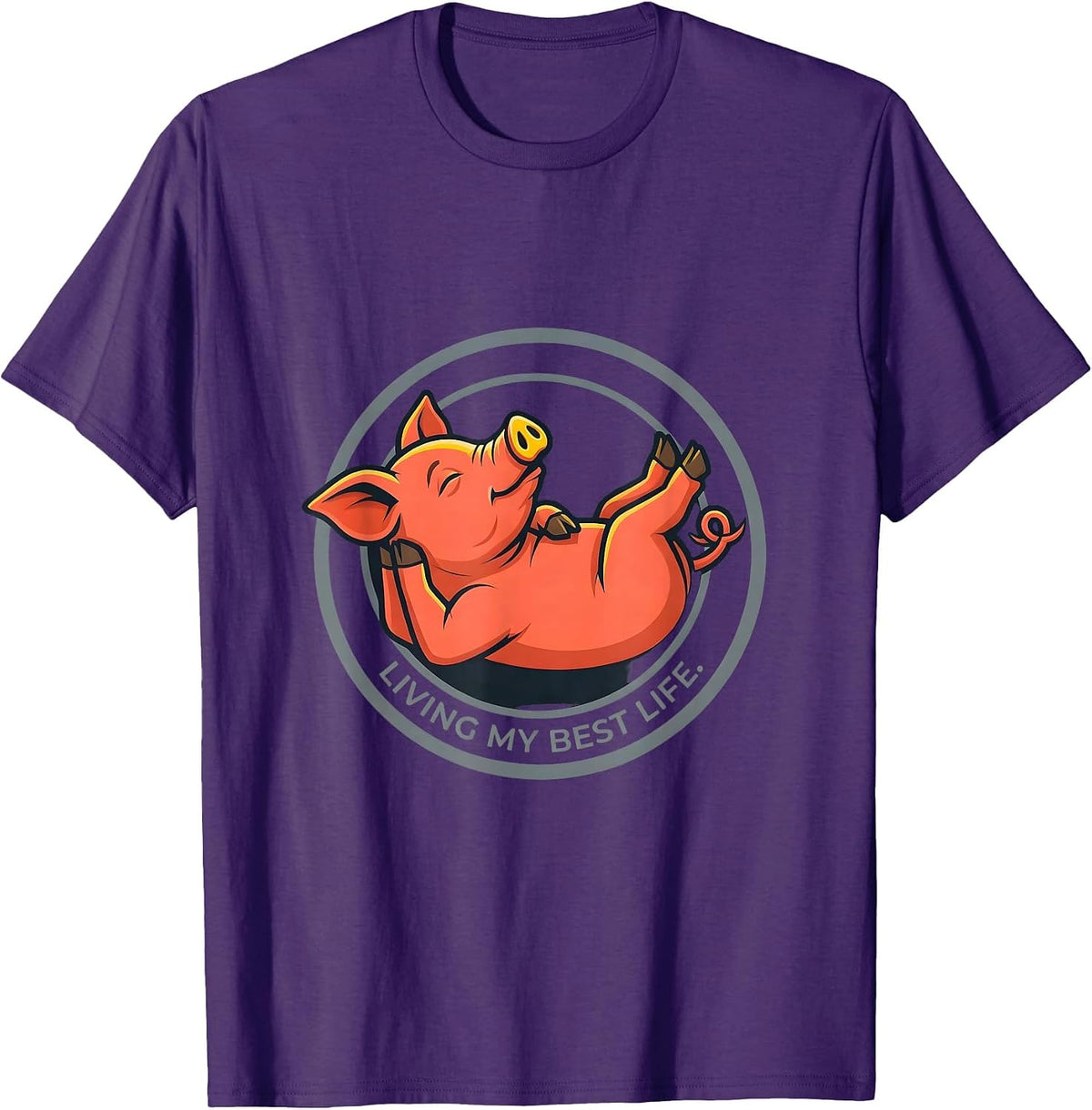 Living My Best Life Funny Pig Farm Animal Lover Humor T-Shirt - Purple