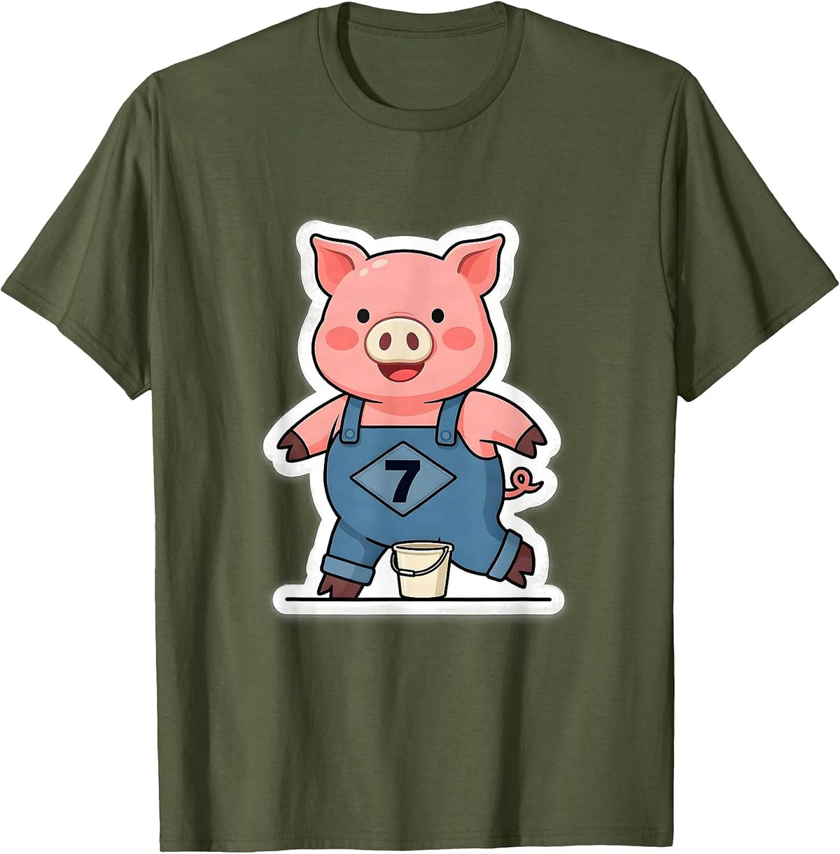 Men's 7 Funny Pig Lover Halloween Costume T-Shirt - Olive Green