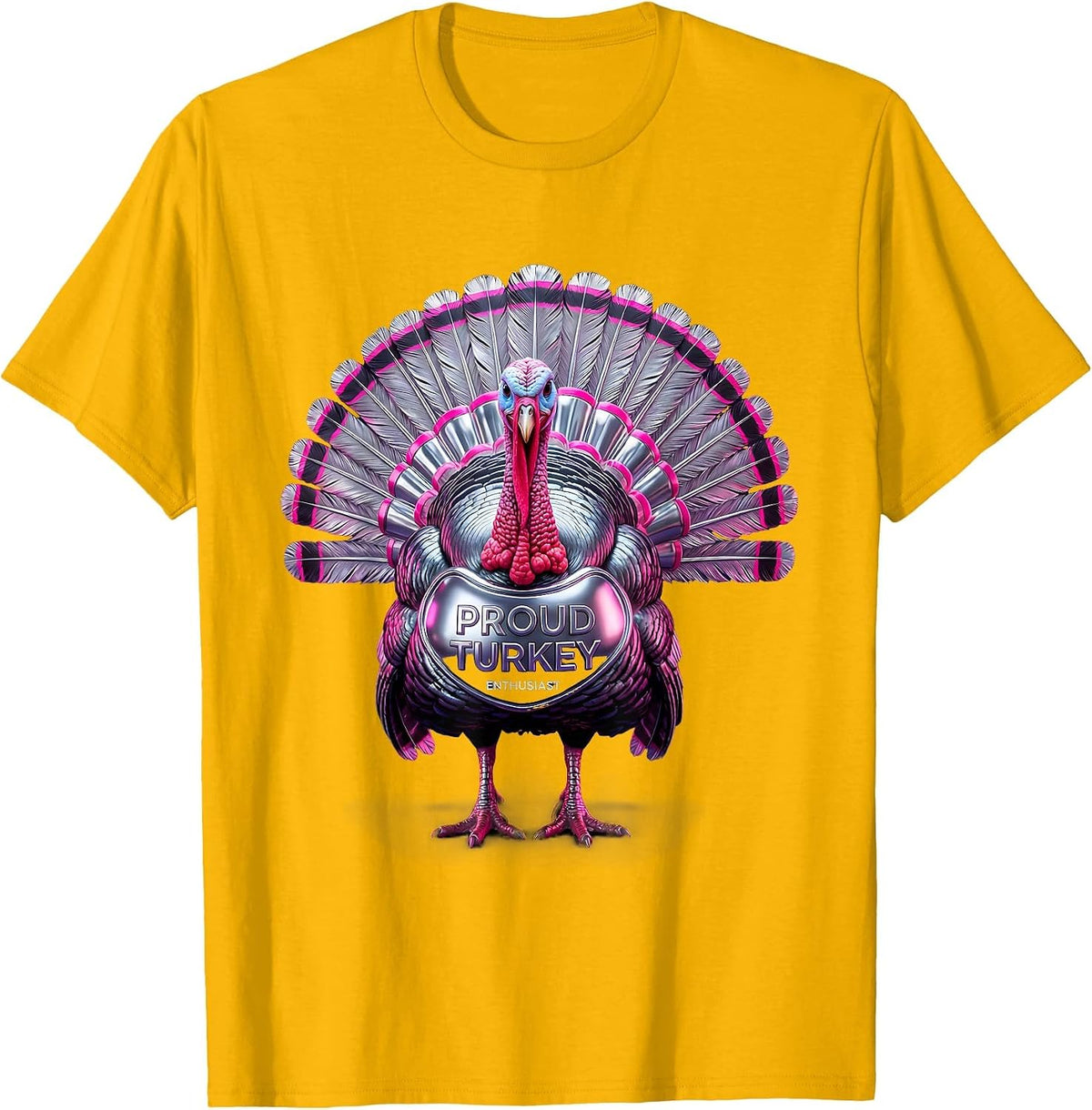 Men's Proud Turkey Enthusiast Funny Turkey Design T-Shirt - Golden Yellow