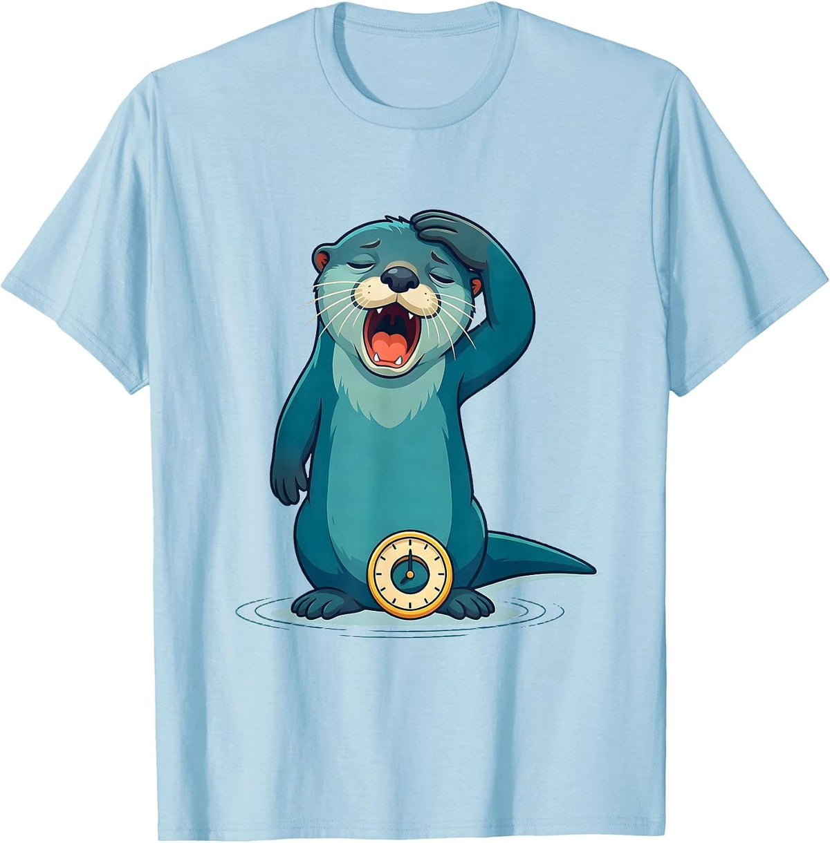 Men's Otter Yawning Funny Sea Animal Lover Gift T-Shirt - Baby Blue