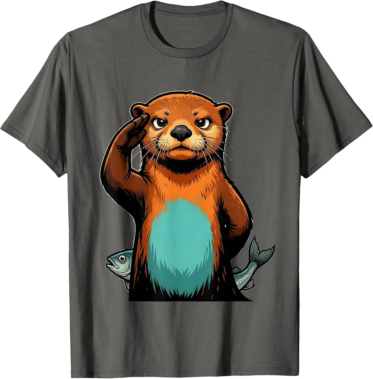 Sea Otter Cartoon Funny Otter Lover Gift T-Shirt - Asphalt Grey