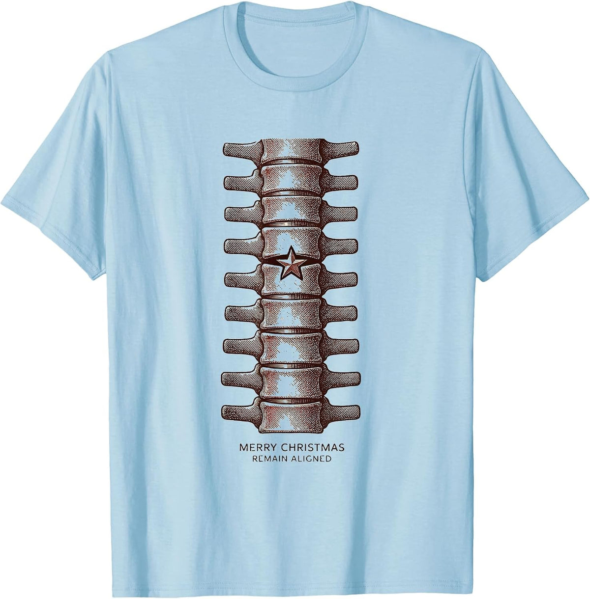 Men's Merry Christmas, Remain Aligned Funny Chiropractor T-Shirt - Baby Blue