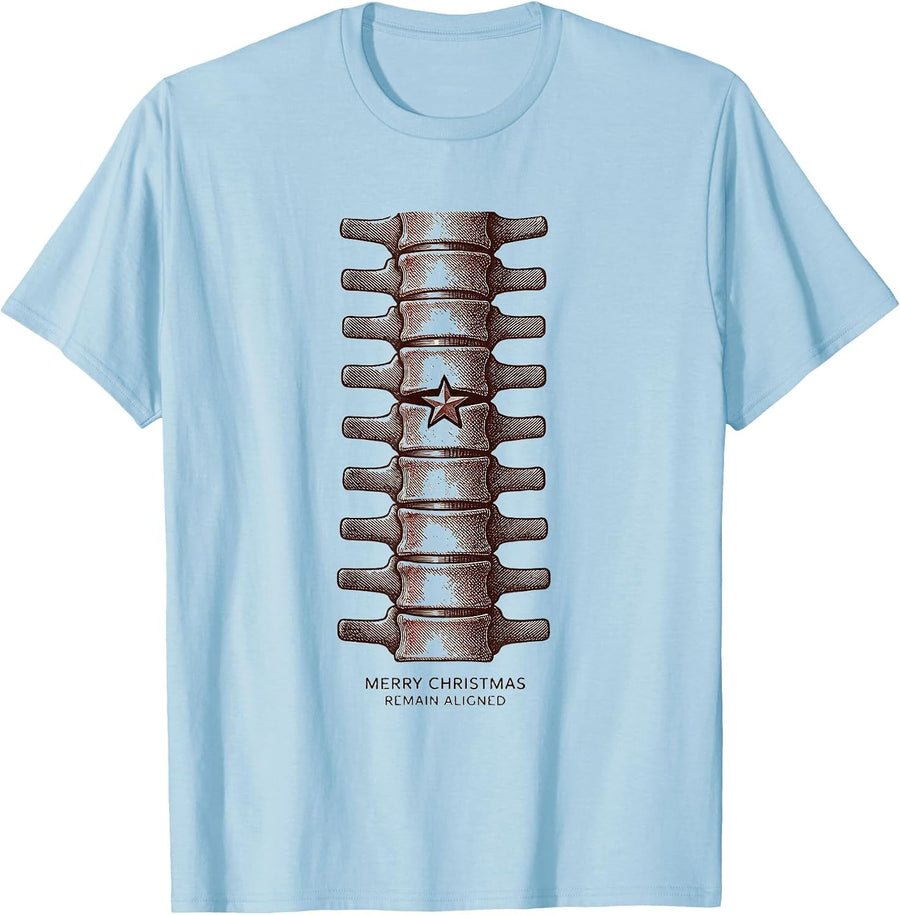 Men's Merry Christmas, Remain Aligned Funny Chiropractor T-Shirt - Baby Blue