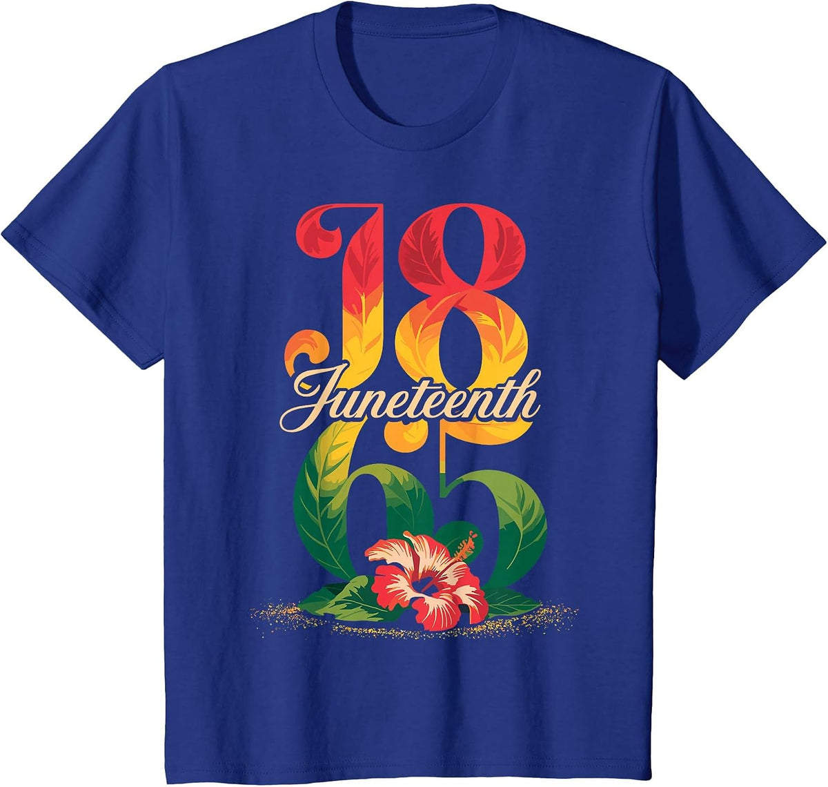 Juneteenth Black Women Flower Graphic Juneteenth 1865 Women T-Shirt - Royal Blue