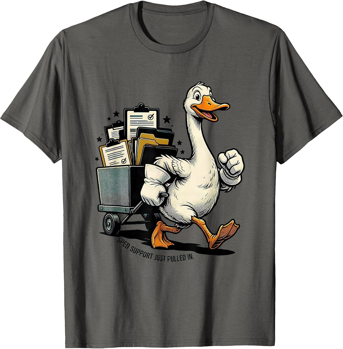 SPED Support Just Pulled In Funny SPED Teacher School Staff T-Shirt - Asphalt Grey