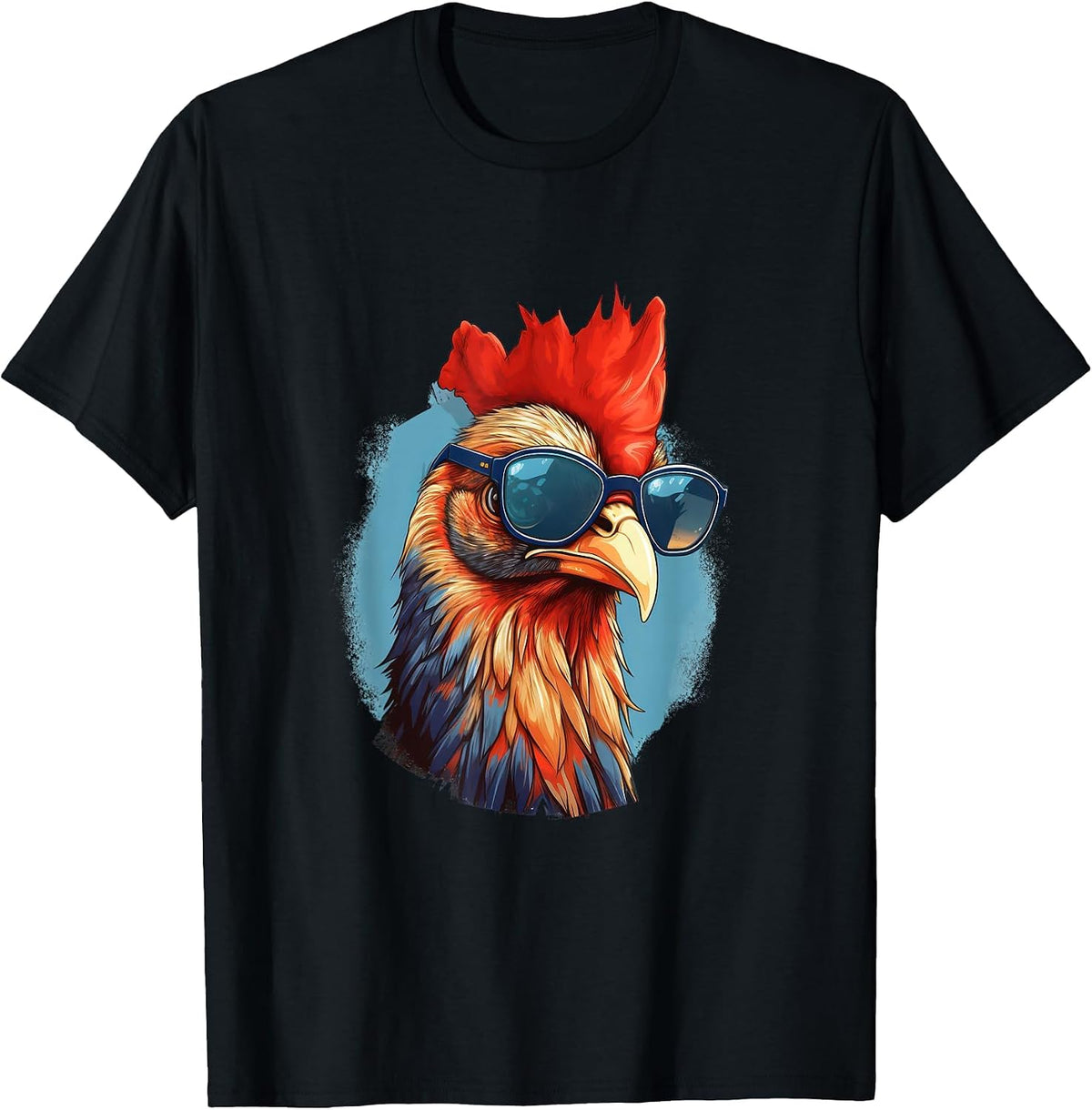 Vintage Rooster Chicken Sunglasses T-Shirt - Black