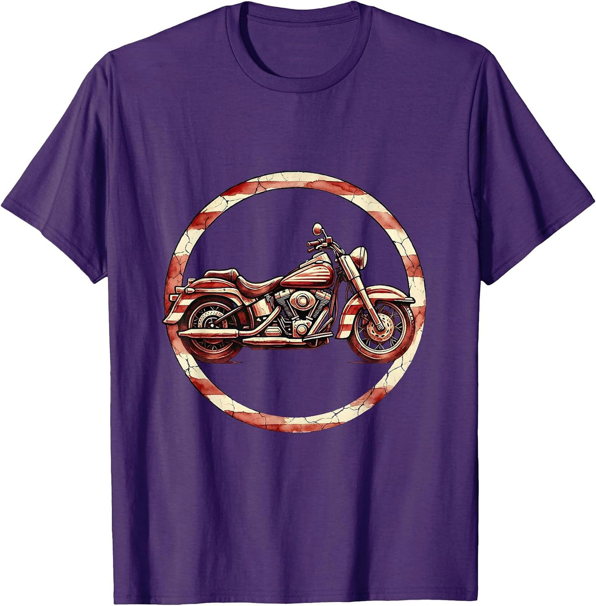 Patriotic Vintage Motorcycle Flag Graphic T-Shirt - Purple