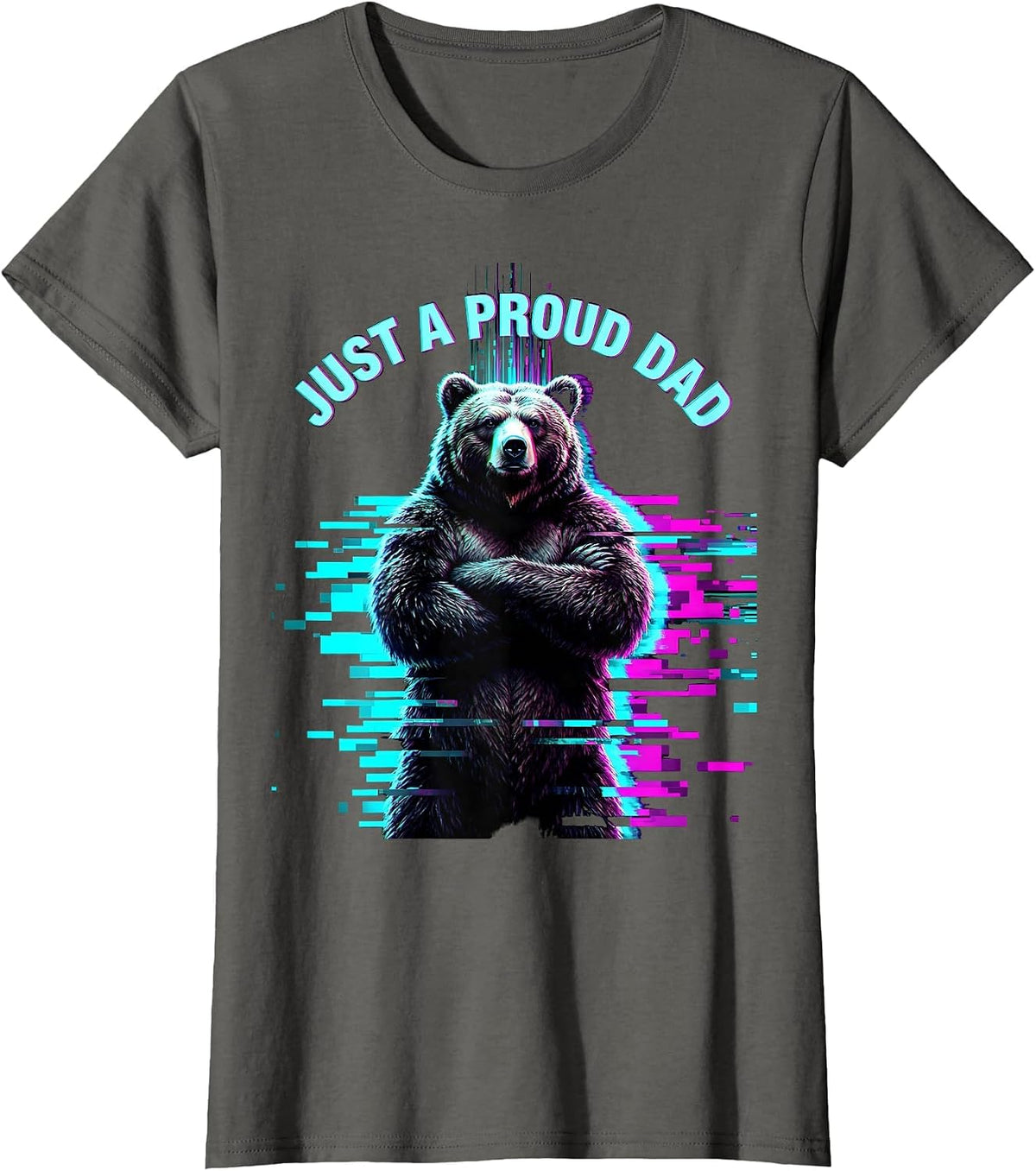 Women's Just a Proud Dad Graphic Design T-Shirt - Asphalt Grey