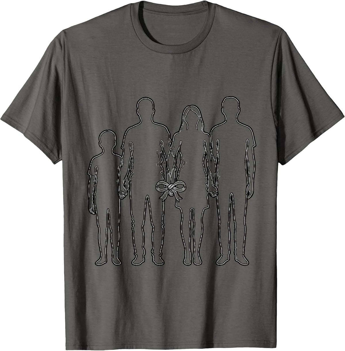 Linked Family Silhouettes Parkinson's Awareness Support T-Shirt - Asphalt Grey