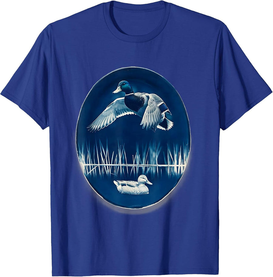 Duck Hunting Camo Marsh Mallard Silhouette Humor T-Shirt - Royal Blue