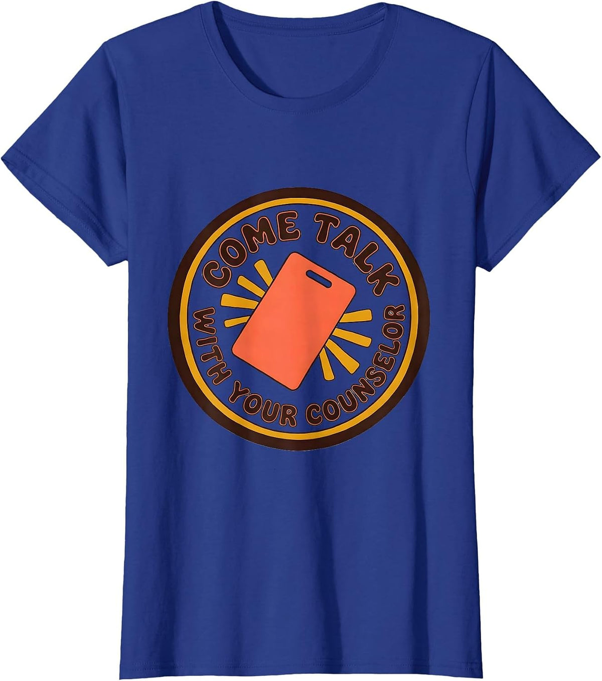 Women's Come Talk With Your Counselor Groovy Retro School Counselor T-Shirt - Royal Blue