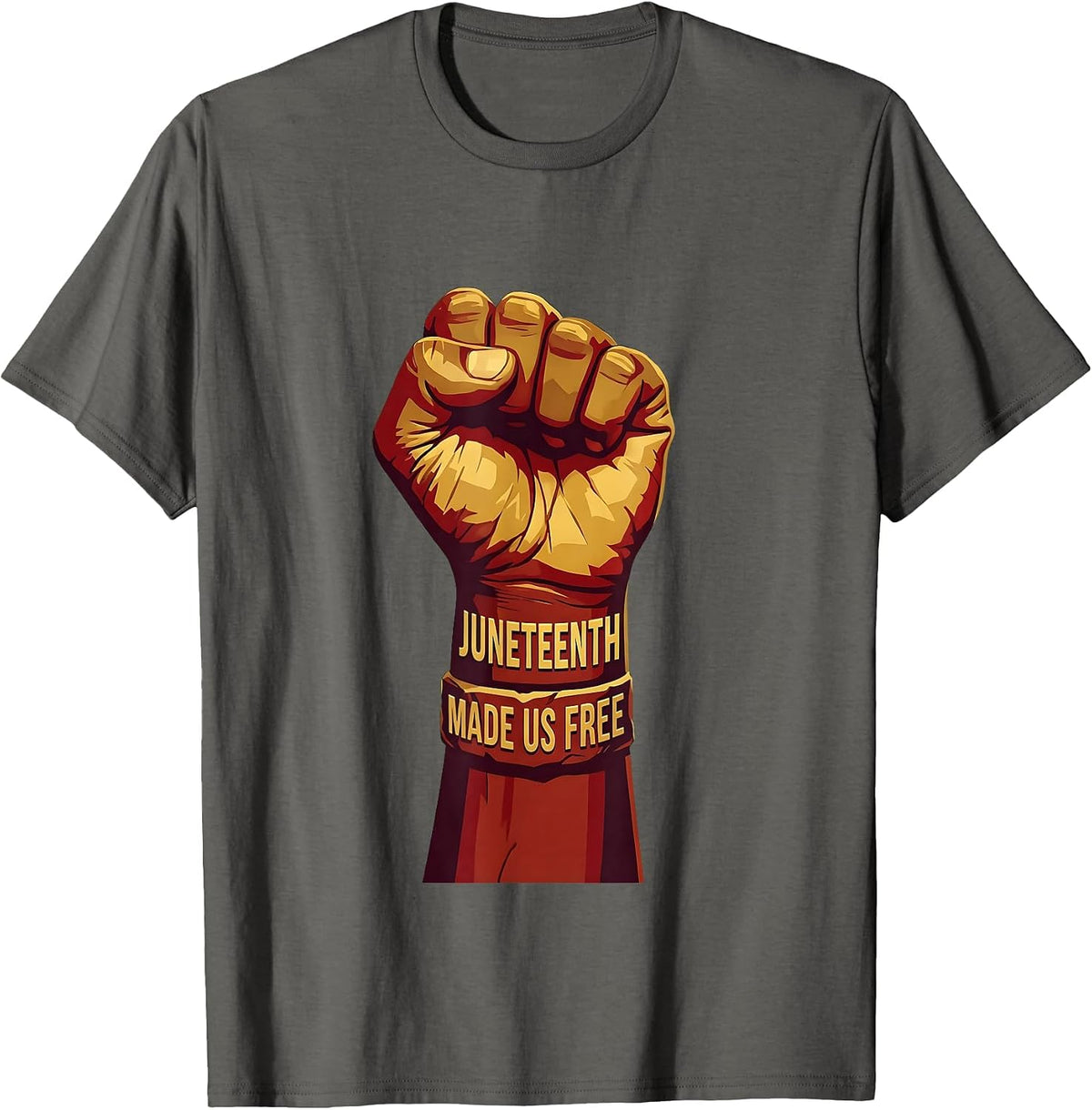 Juneteenth Made Us Free Freedom Celebration Design T-Shirt - Asphalt Grey