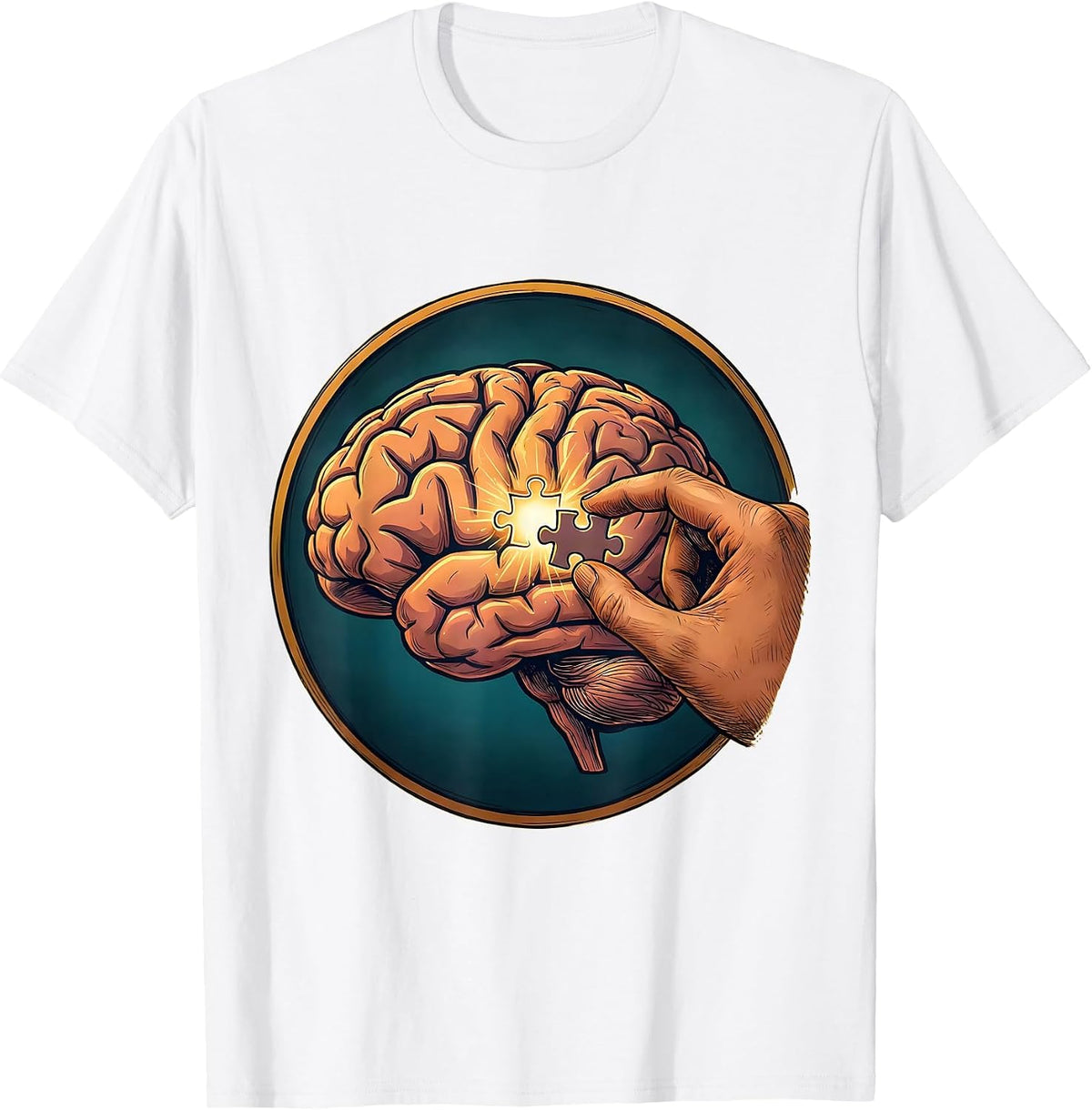 Men's Special Education Teacher Brain Puzzle Illustration T-Shirt - White