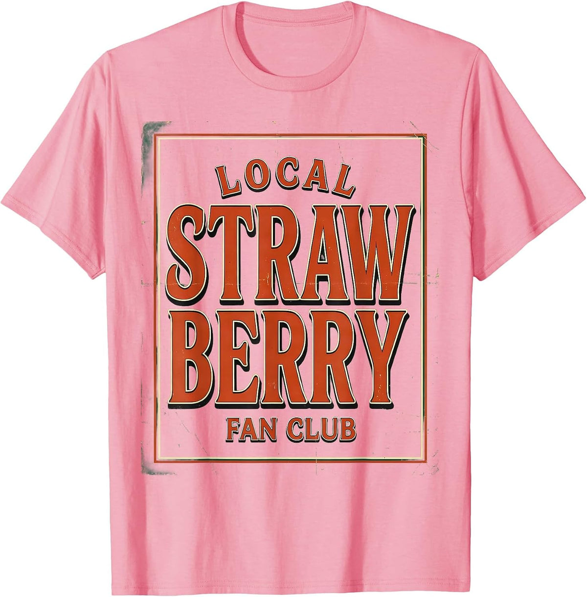 Men's Local Strawberry Fan Club Graphic Design T-Shirt - Pink