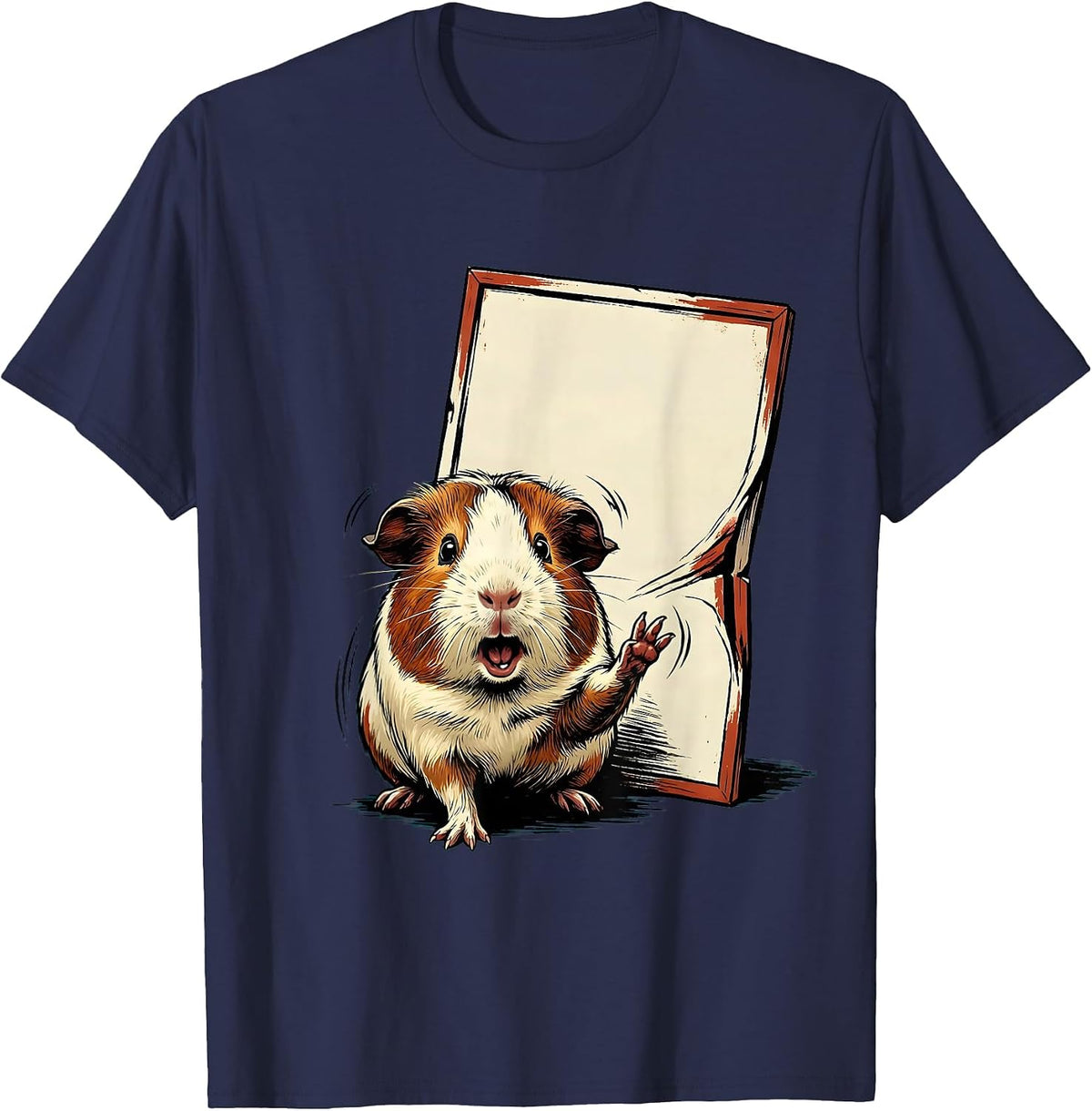 Men's Guinea Pig Showcard Sign Cavy Lover Humor T-Shirt - Navy Blue