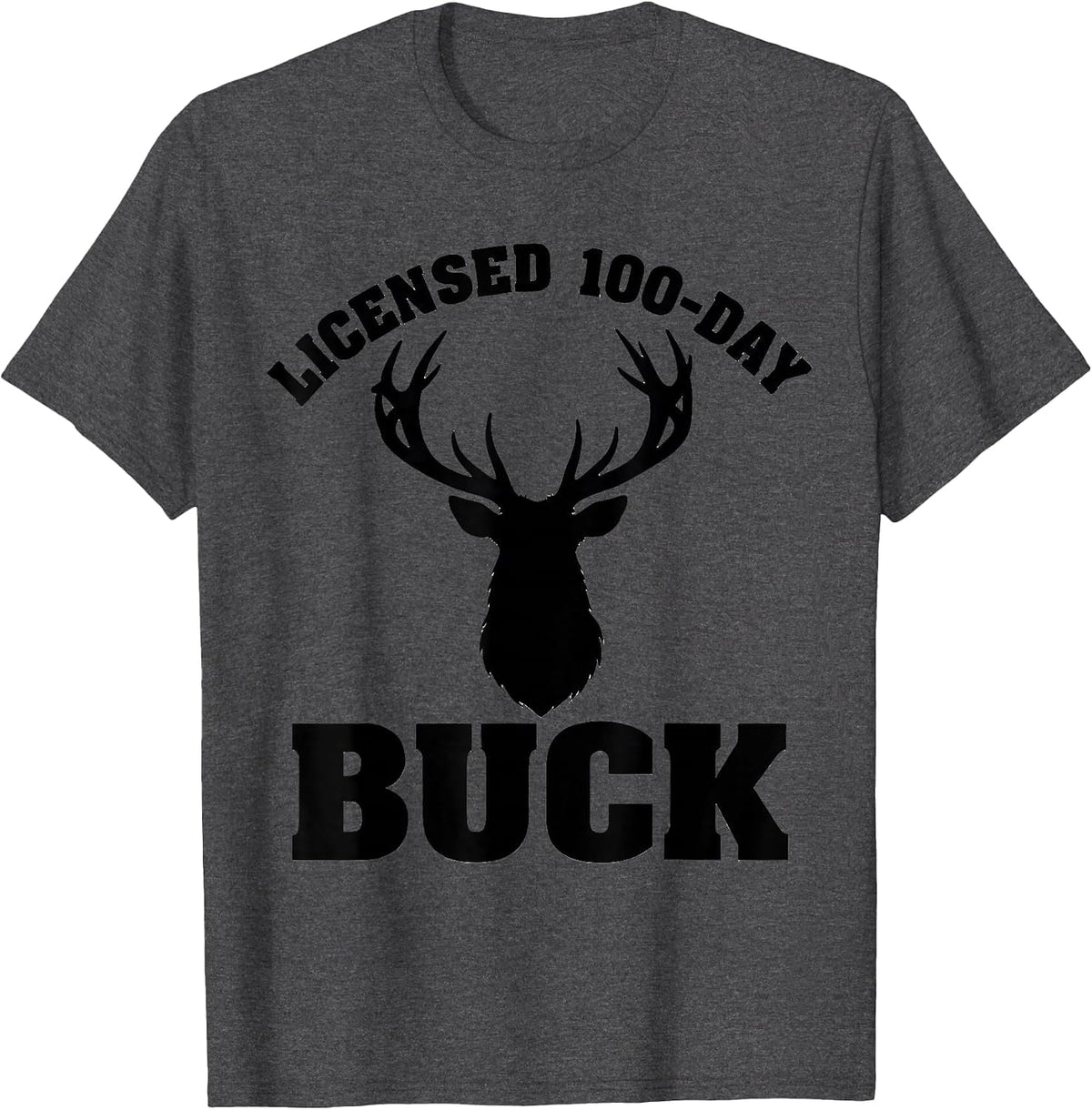 Men's Licensed 100-Day Buck Camo Deer Hunting Boys 100th Day T-Shirt - Dark Heather Grey