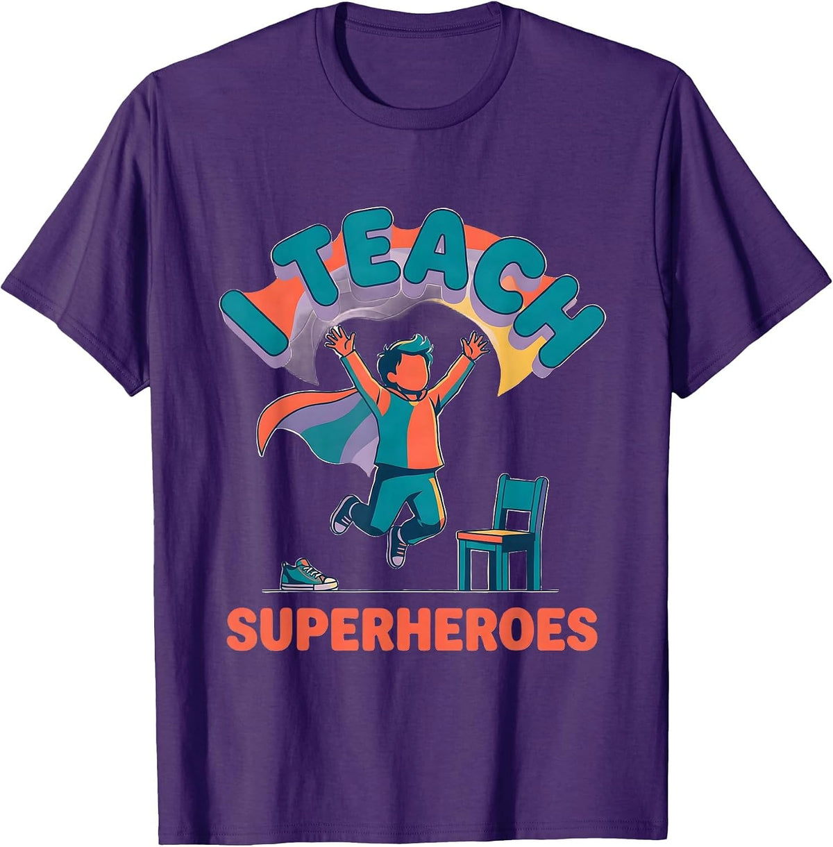 Men's I Teach Superheroes Funny Teacher Superhero School Start T-Shirt - Purple