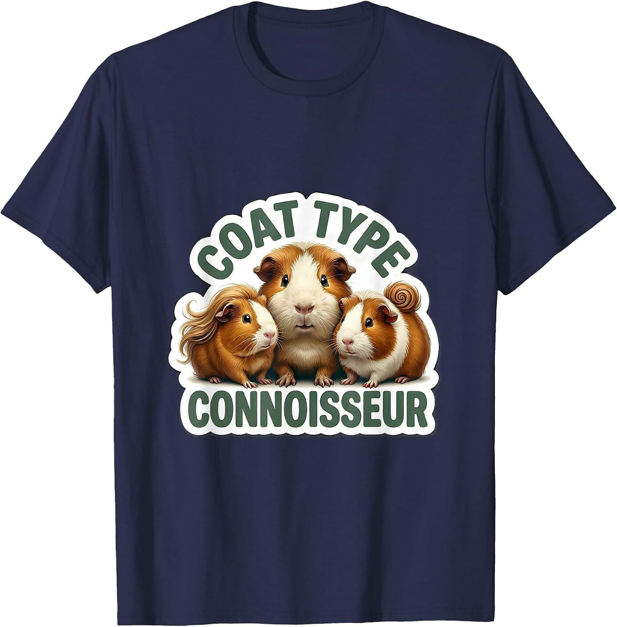 Coat Type Connoisseur Funny Guinea Pig Lover Pet Pig Humor T-Shirt - Navy Blue