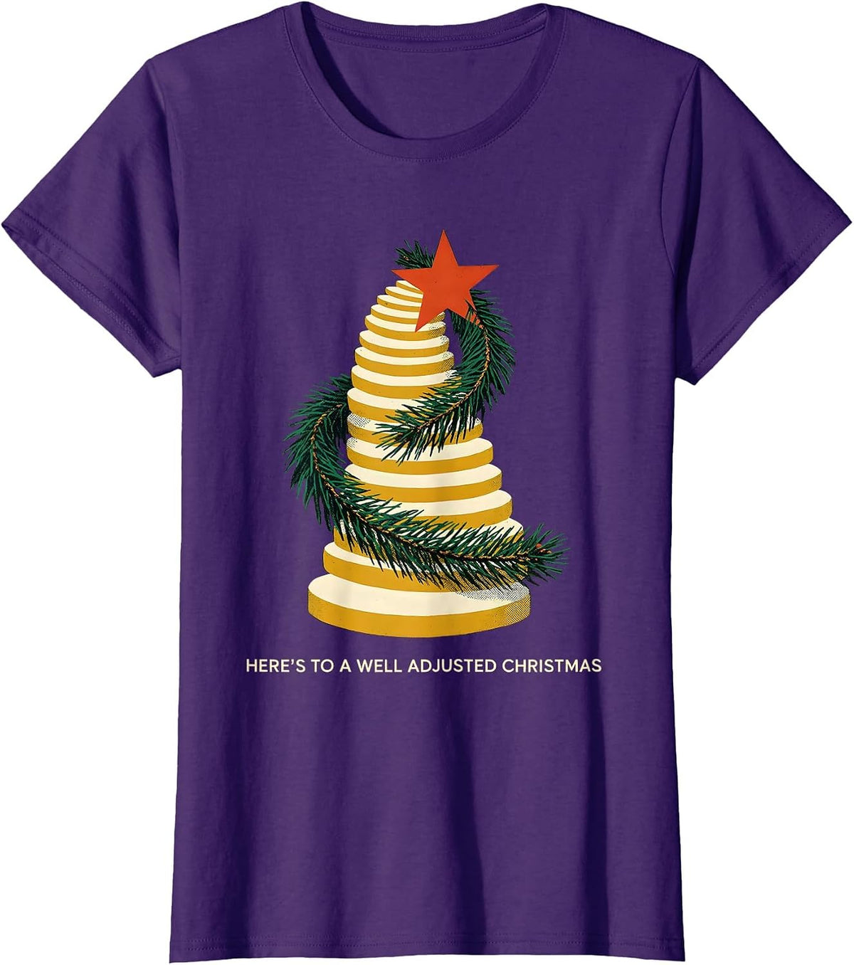 Women's Here's To A Well Adjusted Christmas Funny Chiropractor T-Shirt - Purple