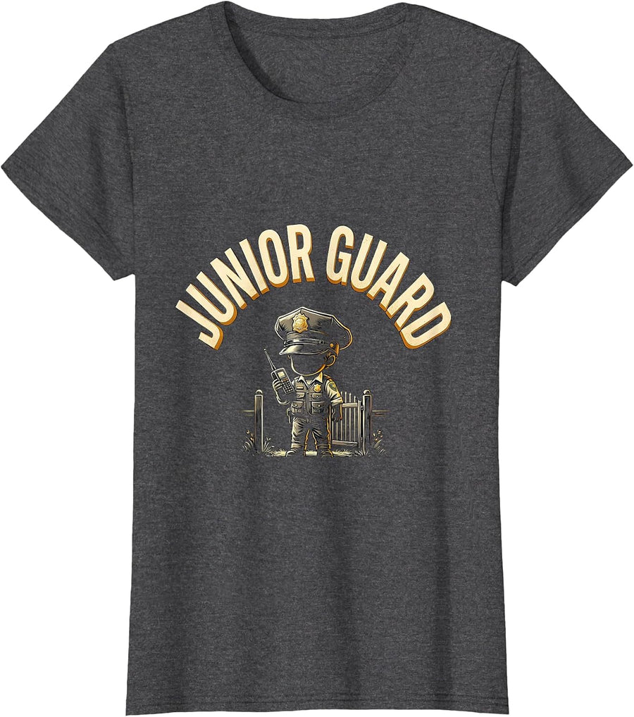 Women's JUNIOR GUARD Funny Security Guard Costume Halloween Humor T-Shirt - Dark Heather Grey