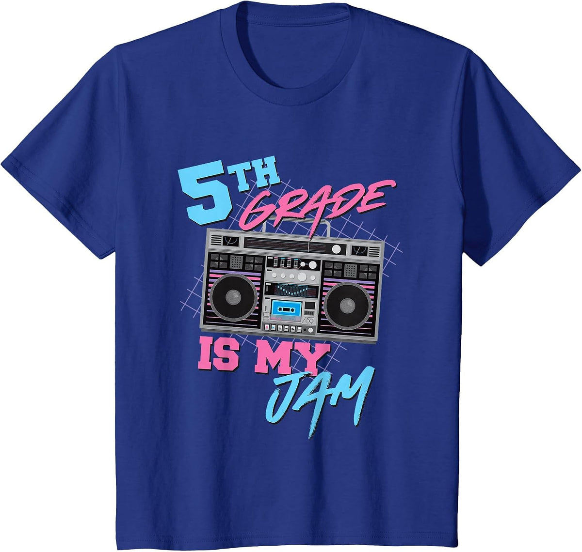 5th Grade is My Jam - Vintage 80s Boombox Teacher Student T-Shirt - Royal Blue
