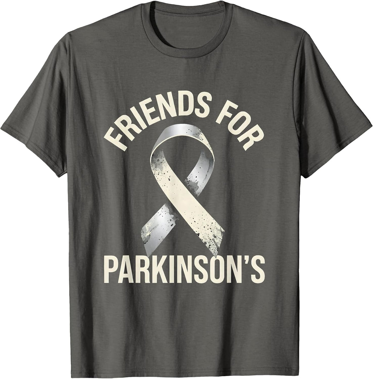 Men's Friends For Parkinson's Support Squad Silver Grey Ribbon T-Shirt - Asphalt Grey
