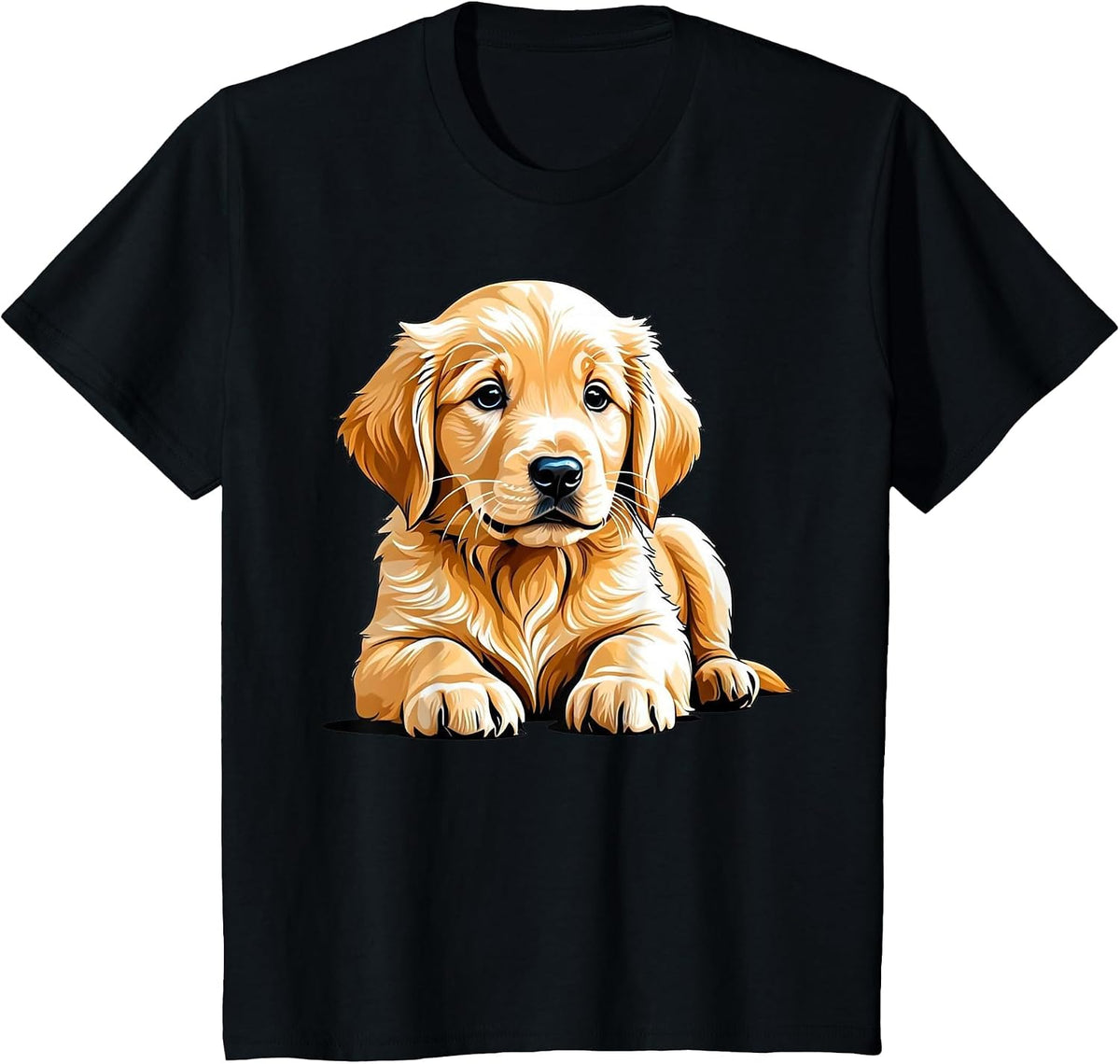 Golden Retriever Dog Puppy Graphic T-Shirt - Black