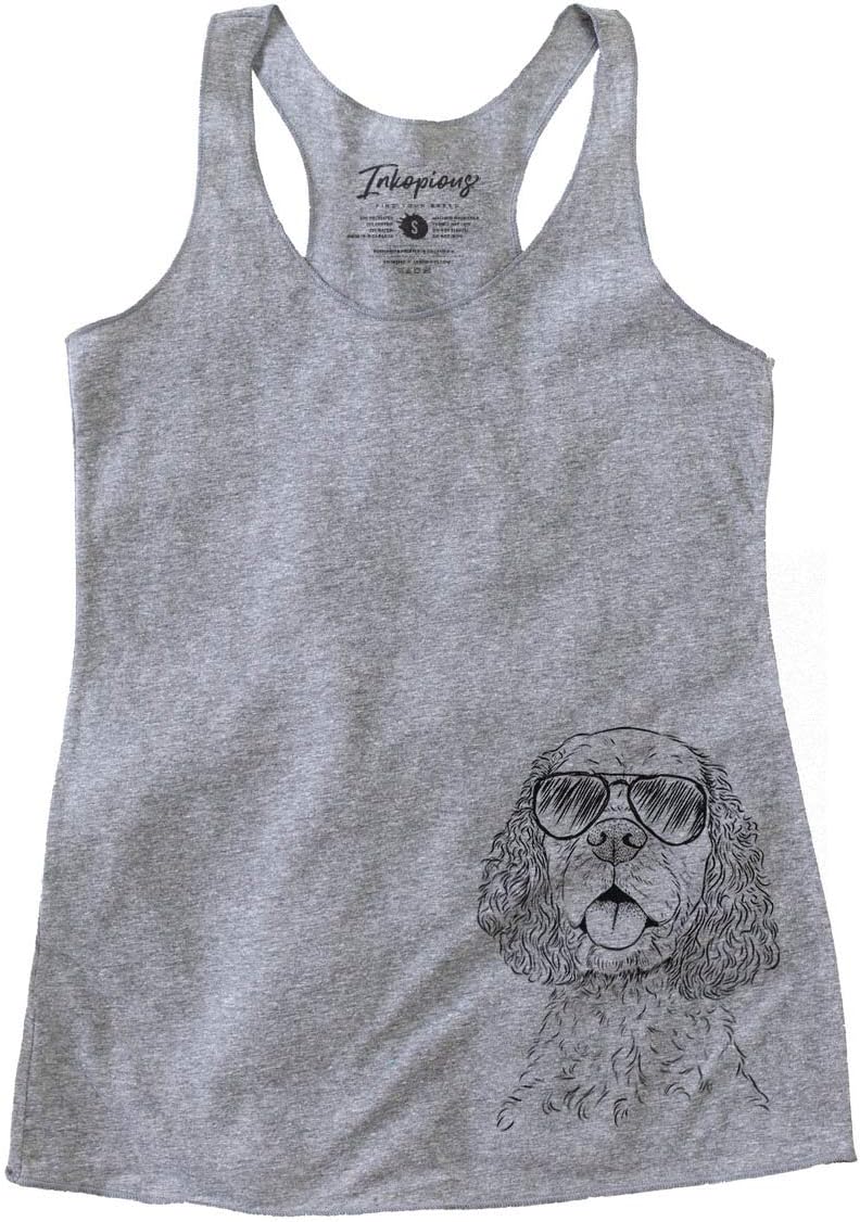 Aviator Baxter the American Cocker Spaniel Dog Triblend T-Shirt - Grey Racerback