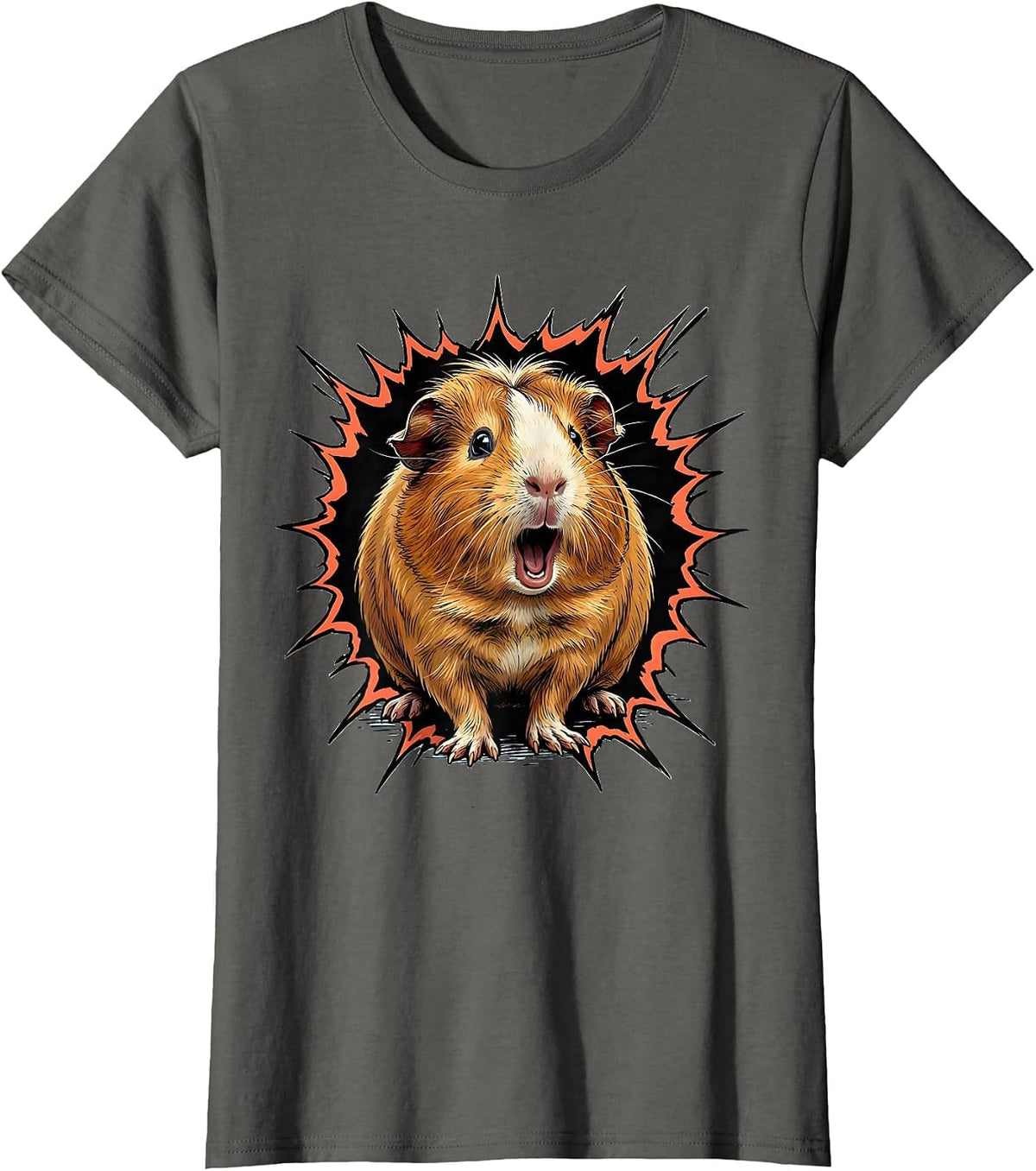 Women's Rounded Tailless Guinea Pig Funny Pet Lover Humor T-Shirt - Asphalt Grey