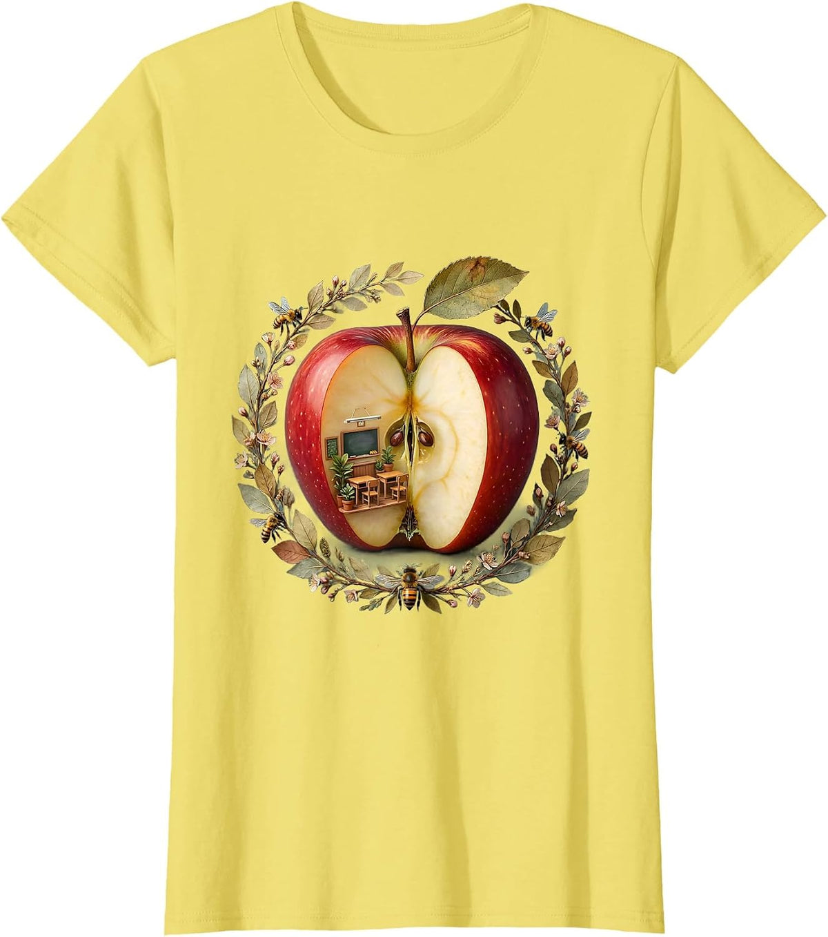Special Education Teacher Apple Classroom Design T-Shirt - Lemon Yellow