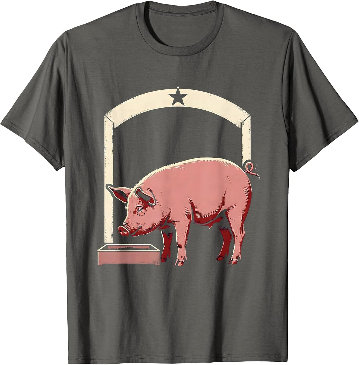 Men's Pig Lover Showcard Farm Humor Casual T-Shirt - Asphalt Grey