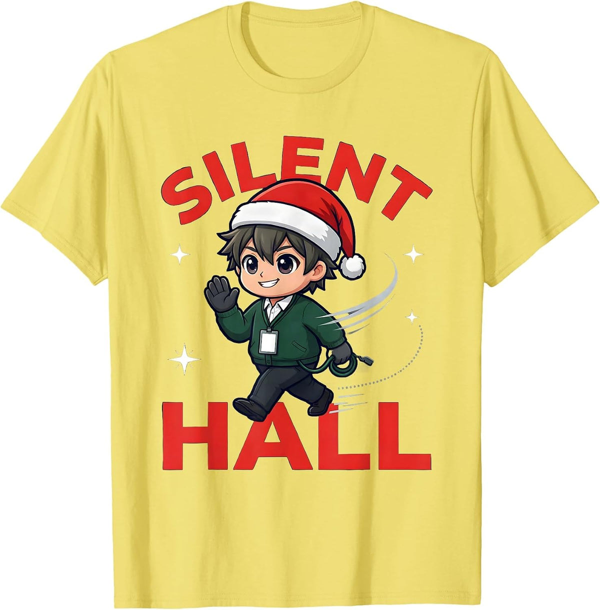 Men's SILENT HALL Funny School Staff Christmas Humor T-Shirt - Lemon Yellow