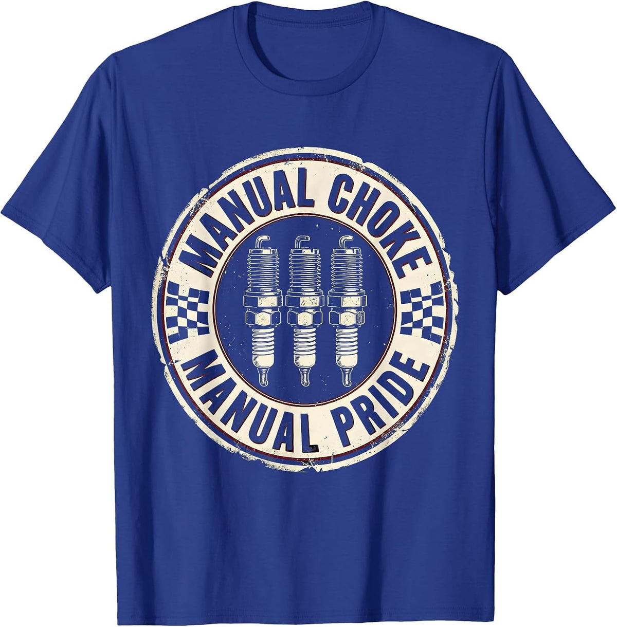 Manual Choke Manual Pride Vintage Muscle Car Racing T-Shirt - Royal Blue