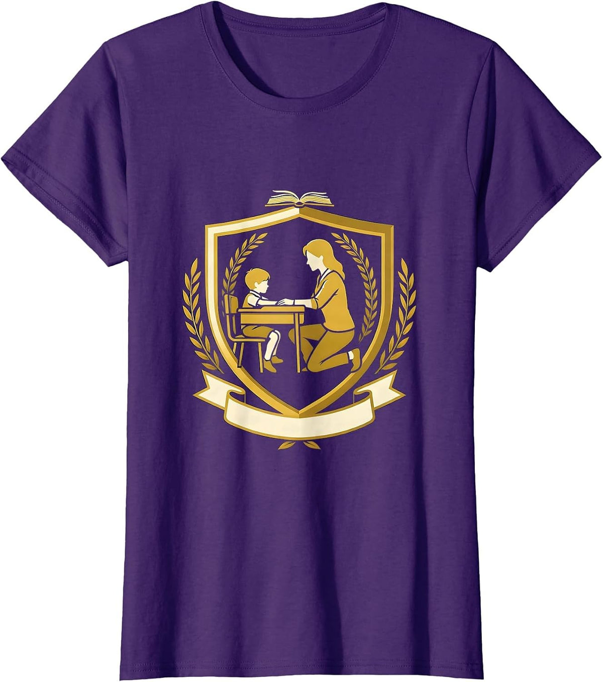Women's SPED Teacher Kneeling With Student Graphic T-Shirt - Purple