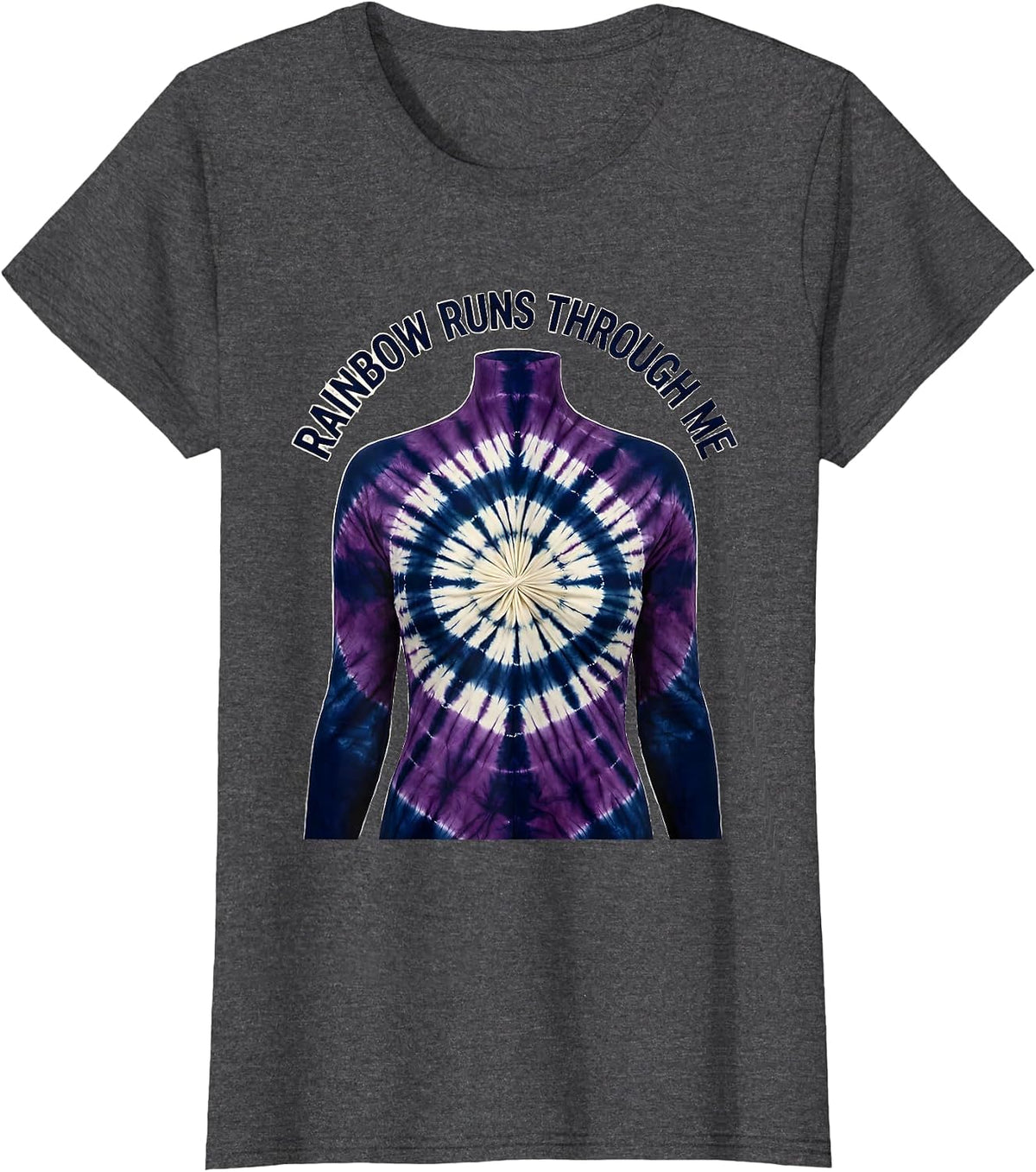 Women's Rainbow Runs Through Me Pride Design T-Shirt - Dark Heather Grey