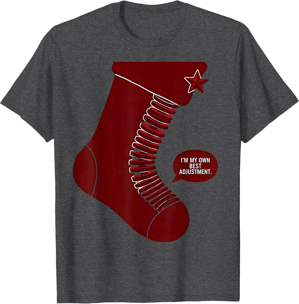 Men's I'm My Own Best Adjustment Funny Chiropractor Christmas T-Shirt - Dark Heather Grey