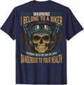 Biker Girlfriend Wife I Belong to A Biker Valentine On Back T-Shirt - Navy Blue